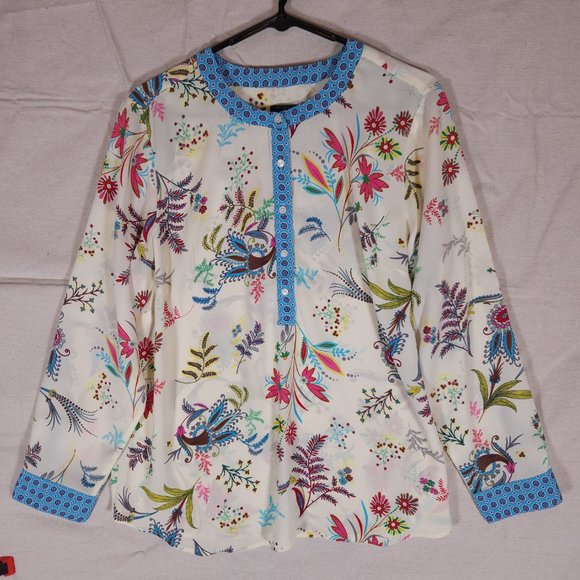 Talbots Tunic Style Blouse Womens Size XLP Pullover Floral Boho Semi Sheer - Picture 1 of 13
